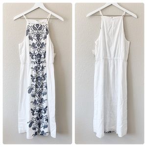 NWT! White Maison Jules Embroidered Midi Dress L